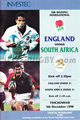 England v South Africa 1998 rugby  Programme